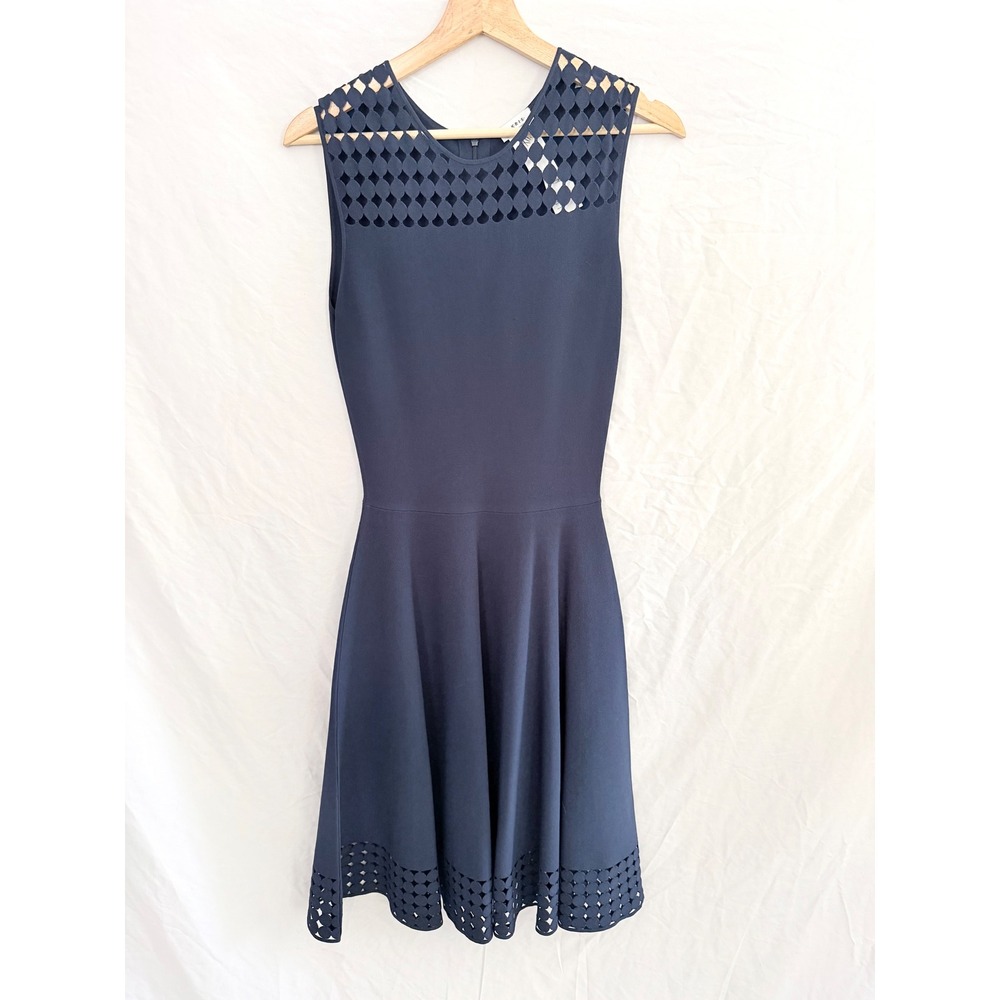 Akris Punto Lace Sleeveless A-Line Knit Dress Laser Cut Geometric Sleeveless 8 - Picture 2 of 6
